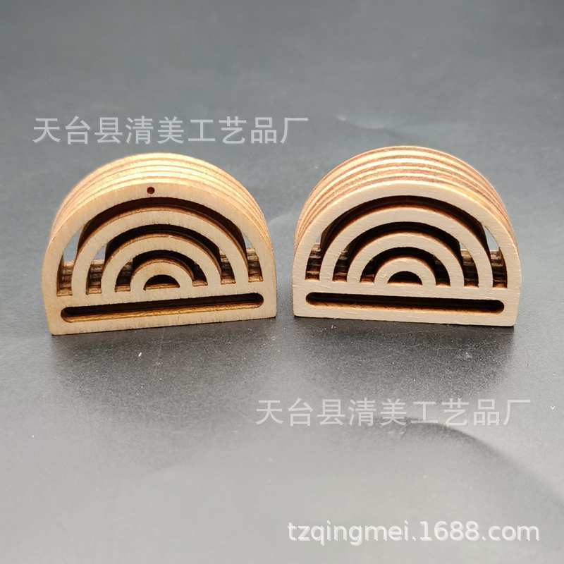 4*2,8 cm de madera álamo arco iris madera chip con agujero/sin agujero decorativo arco iris forma colgante 20 unidades un paquete