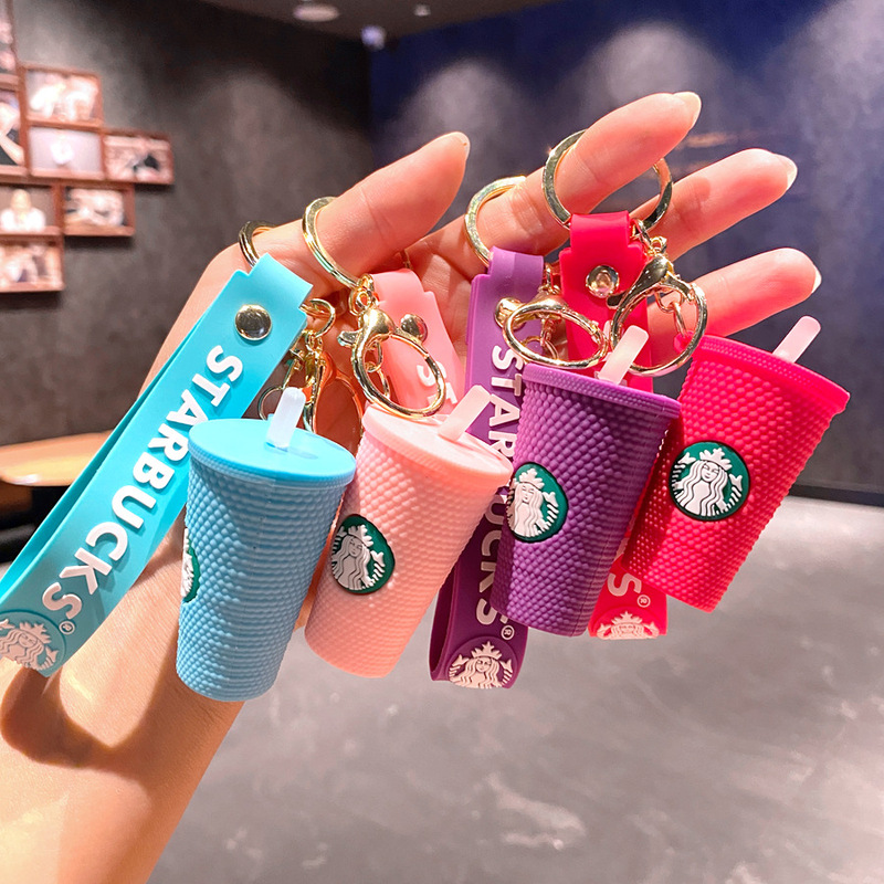 Cross-border Starbucks Durian Cup Keychain Pendant Car Bag Key Chain Pvc Doll Catch Baby Machine Small Gift