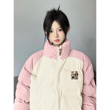 打底衫加厚棉服保暖外套马甲夹克学生面包棉袄羽绒棉衣女网红拼接