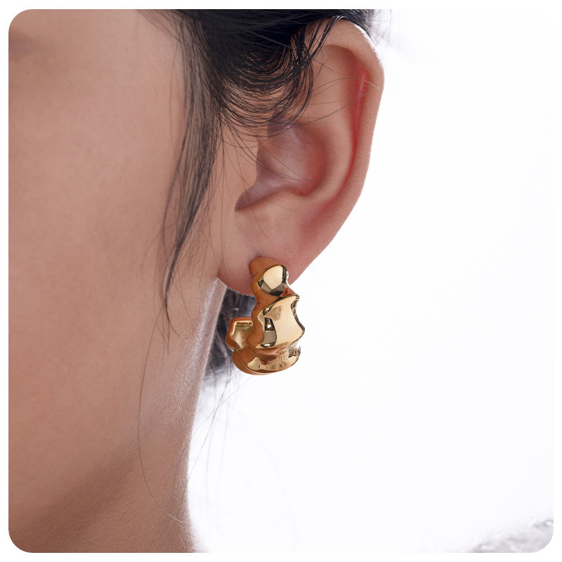 Tainains tendencia 18k oro de acero inoxidable aretes de bambú anillo grueso aretes de acero inoxidable aretes de joyería de mujer