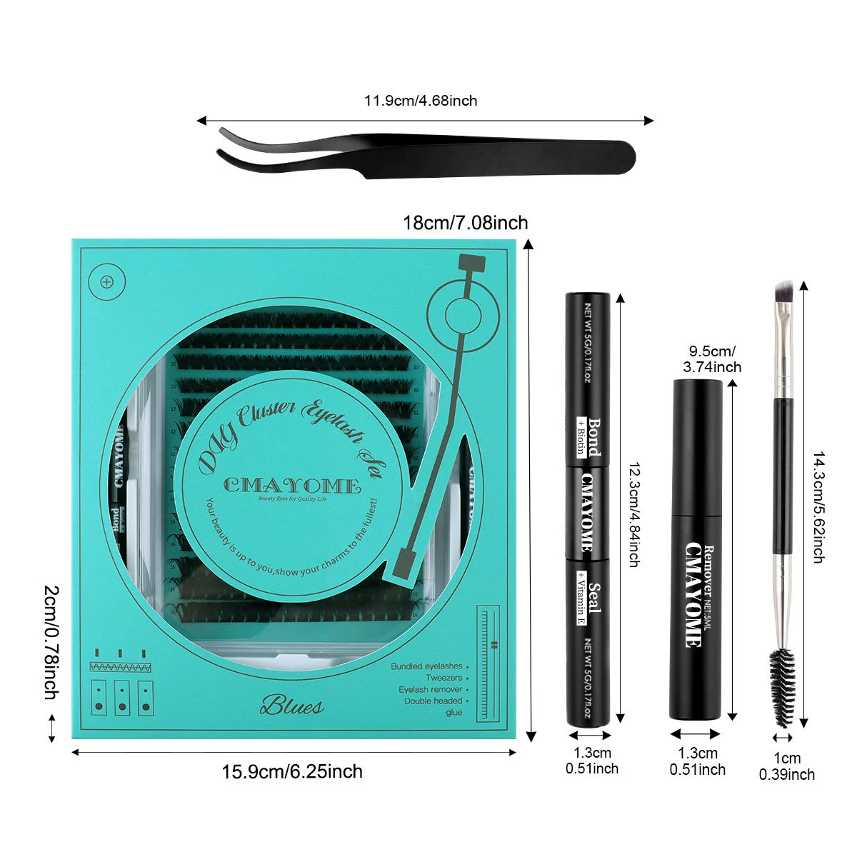 False Eyelash Set DIY, Curled Dense Cluster Lashes, Separate Tufts (252 pcs)