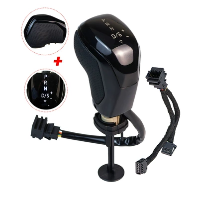 Transmission Car Gear Shift Knob, Cab and accessories - glossy-black-perforated-leather-white-light-automatic-transmission