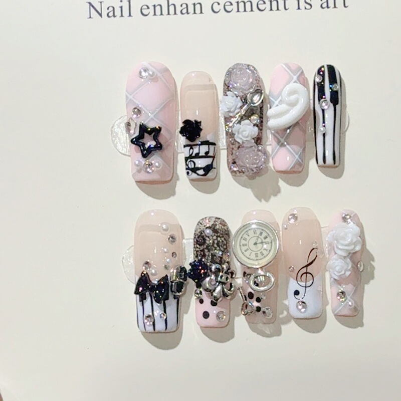 "Piano Notes" Ancient Flavor Y2K Millennium Sexy Niche Manicure Handmade Wearable Nails Removable Nails