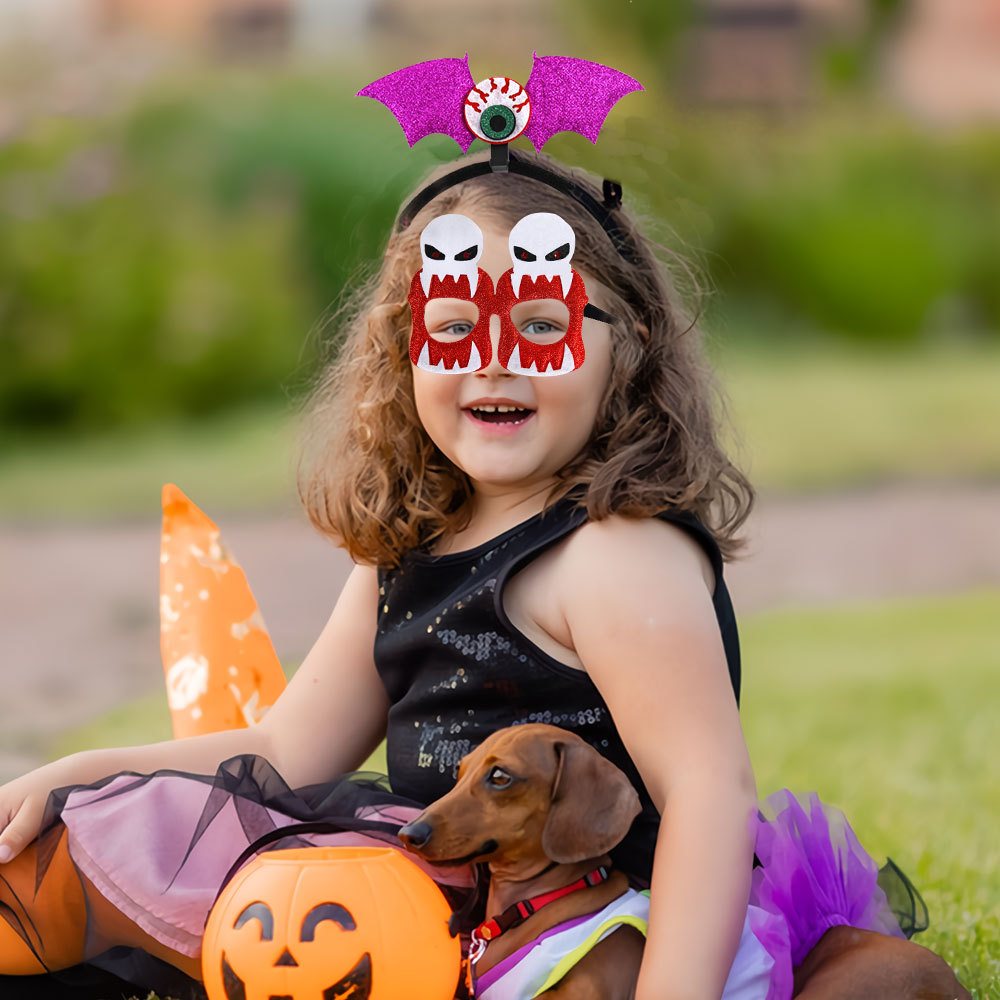 120g Weight headband, Glasses Event & Party Supplies 1 Piece Quantity Party, Festival Occasion Plastic, Felt cloth Material Halloween Festival Spider, Bat Pattern Cute Style Halloween Cute Spider Bat Plastic Felt Cloth Party Festival Headband Glasses 3