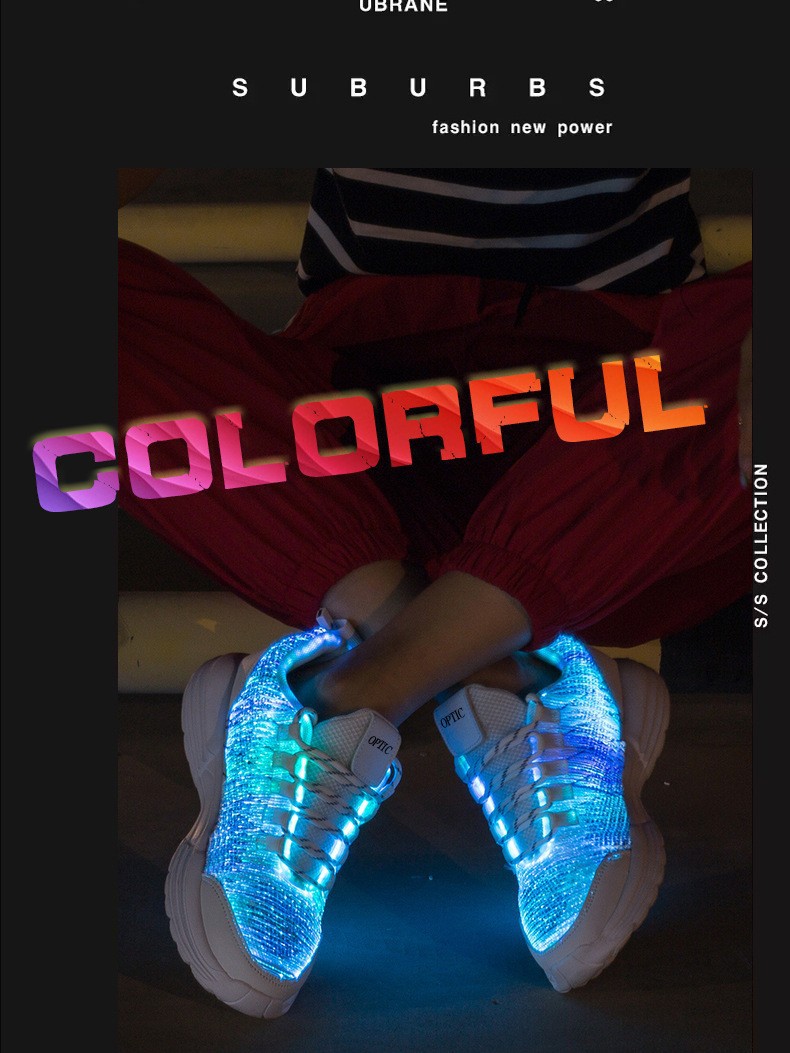Zapatillas luminosas fibra óptica | Zapatos LED recargables para baile