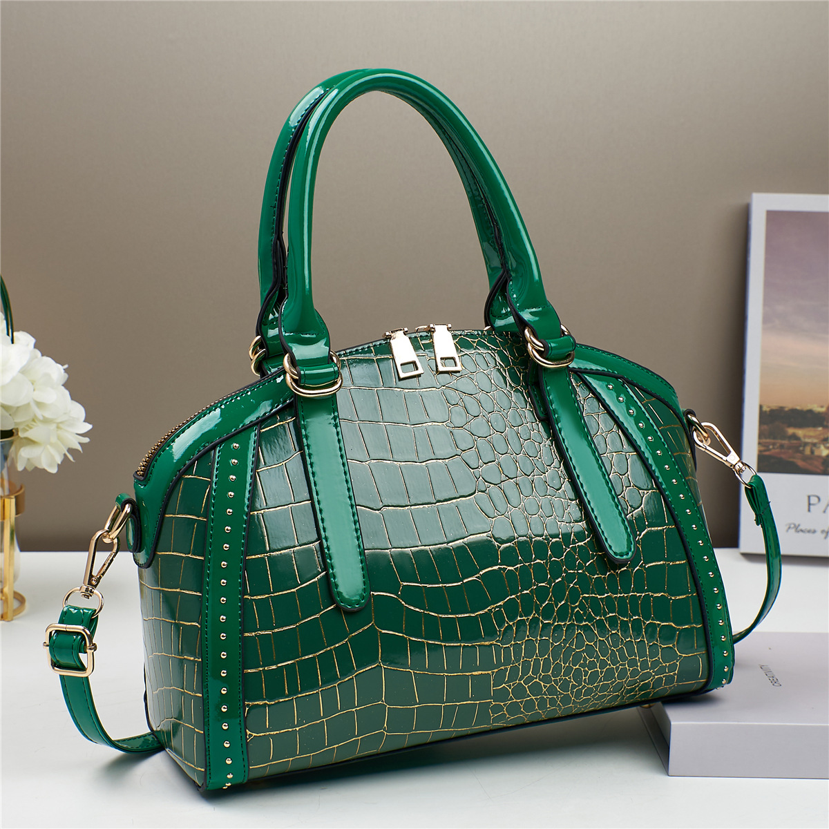 Bolso de Mujer de Comercio Exterior del Fabricante, Modelo Nuevo 2025, Bolso de Mano Estilo Coreano, Texturizado, de Un Solo Hombro, Brillante, Bandolera, Moda Femenina