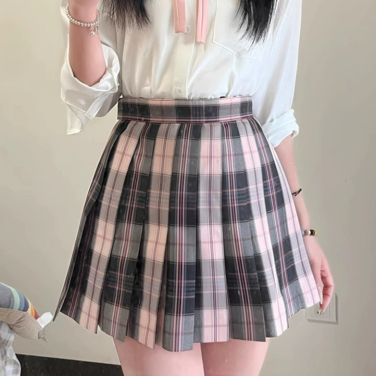 粉雾海 jk制服正版原创格裙学院风女百褶裙短裙半身裙学生