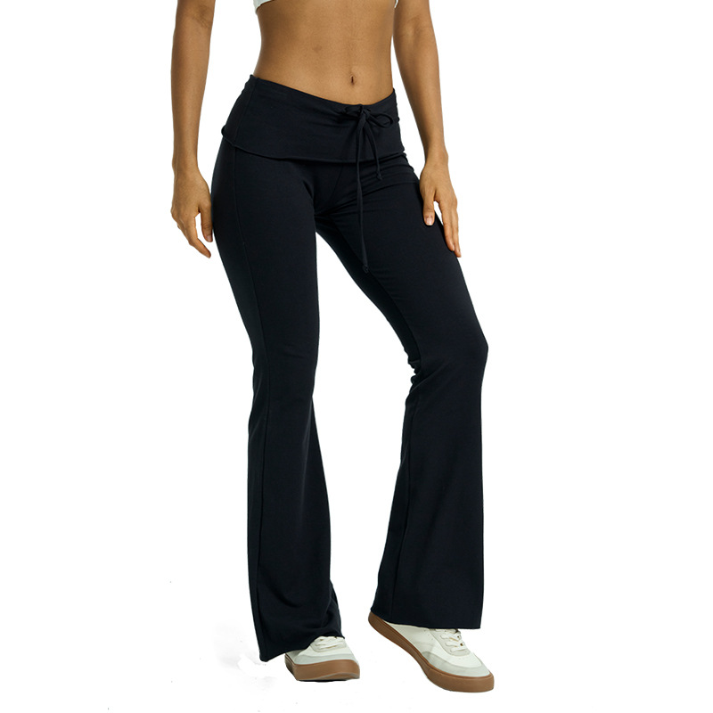 Pantalones anchos de yoga con cordón de cintura alta de nuevo estilo transfronterizo europeo y americano