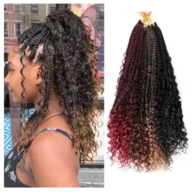14 pulgadas fibra química pelucina trenzas de tres hebras Godree River BOX Crochet Hair Braids
