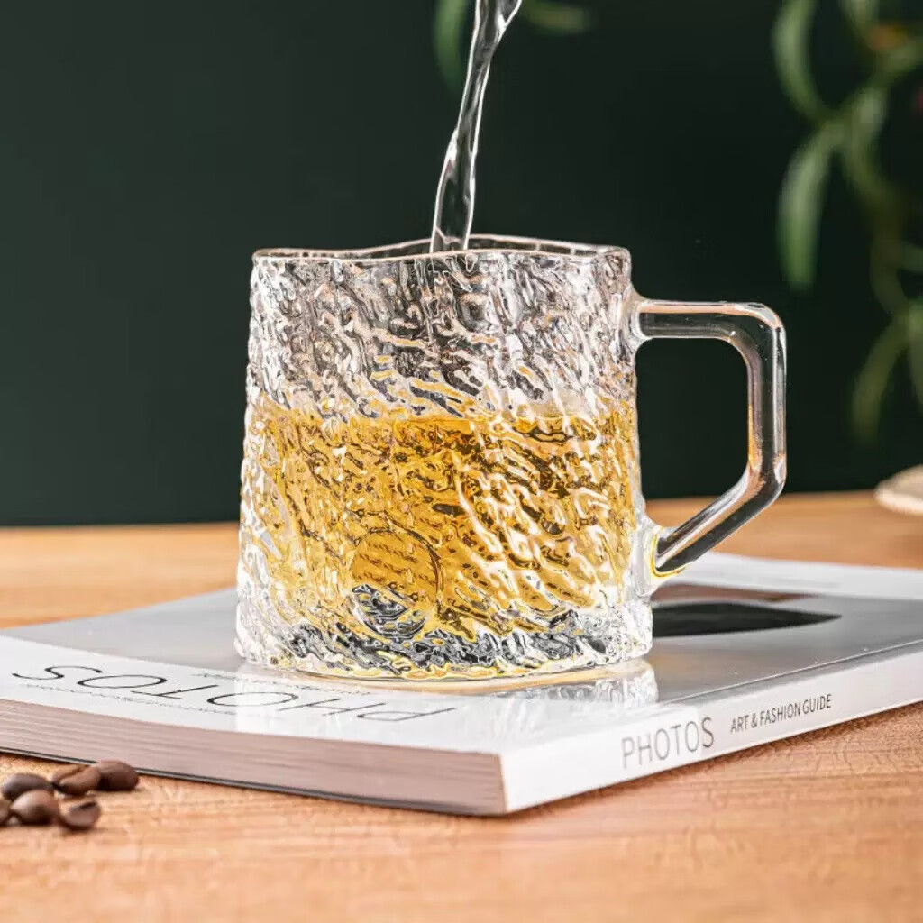 Retro Glacier Pattern Large Capacity Glass Mug With Handle_voghion.com