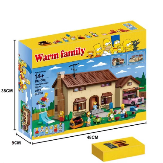 Cross-Border Building Blocks the Simpsons Big House T1006 Kidsren's Educational Assembly Chinese Building Blocks Large Toy Batch