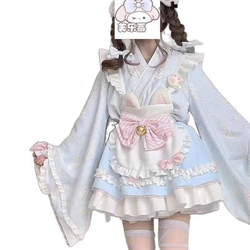 バブルベア オリジナルデザイン 小眠犬 和風ロリータスーツ ロリータリトルメイド かわいい子犬 Loスカート|undefined