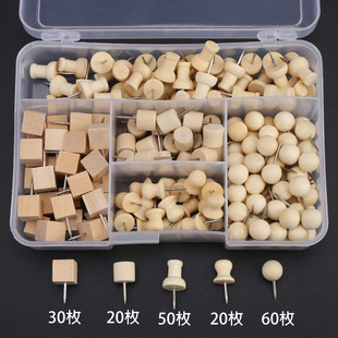 Wooden Thumbtacks Round Ball Nails Office Hanging Fixed Thumbtacks Photo Wall Bulletin Board Push Pins Cork Board Thumbtacks