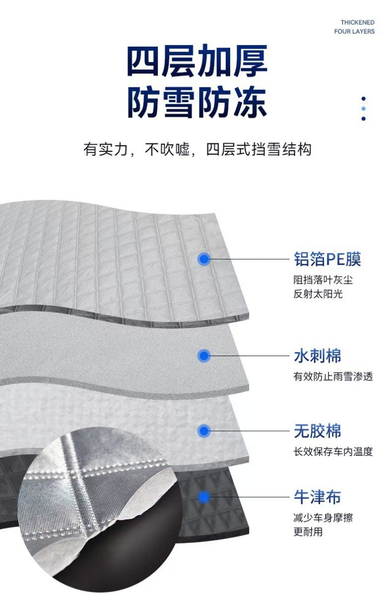 Car snow and frost protection cover, front windshield sunshade, heat insulation, snow shield, sun visor, heat insulation and sun protection