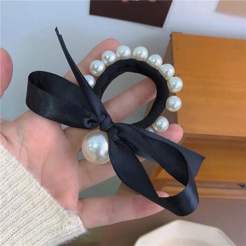 Xiaoxiangfeng Pearl Bow Hairband Headband Women's Hair Accessory Ball Headband Internet Celebrity Retro Temperament Headwear