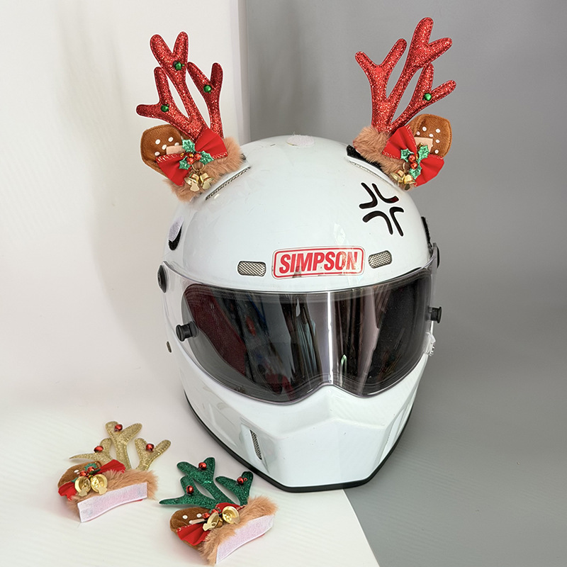 Helmet Decoration Wholesale Christmas Reindeer Antlers Glitter Bow Quick Release Reindeer Hot-Selling Holiday Helmet Accessories