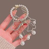 Advanced hairgrip with tassels, ponytail, crab pin, hair accessory, high-quality style, orchid