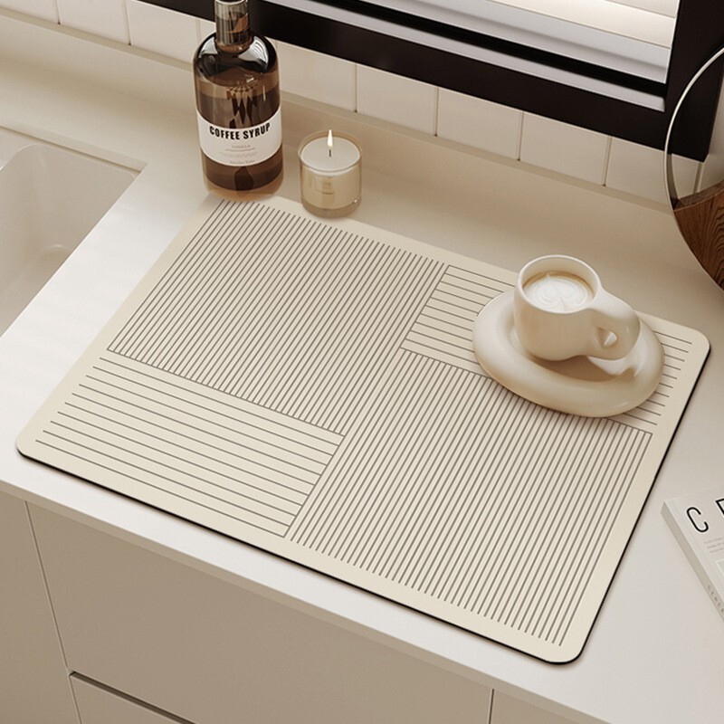 現代のシンプルな珪藻泥の水たまりマット台所の家庭用断熱厚いテーブルの床の吸水滑り止めの水たまりマット|undefined