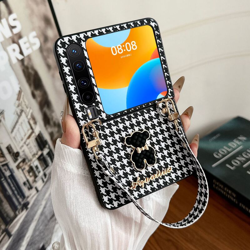Trendy Brand Suitable for Huawei Pura X Mobile Phone Case Wide Foldableing Screen Cute Cartoon Bear Satchel Protective Cover Purax