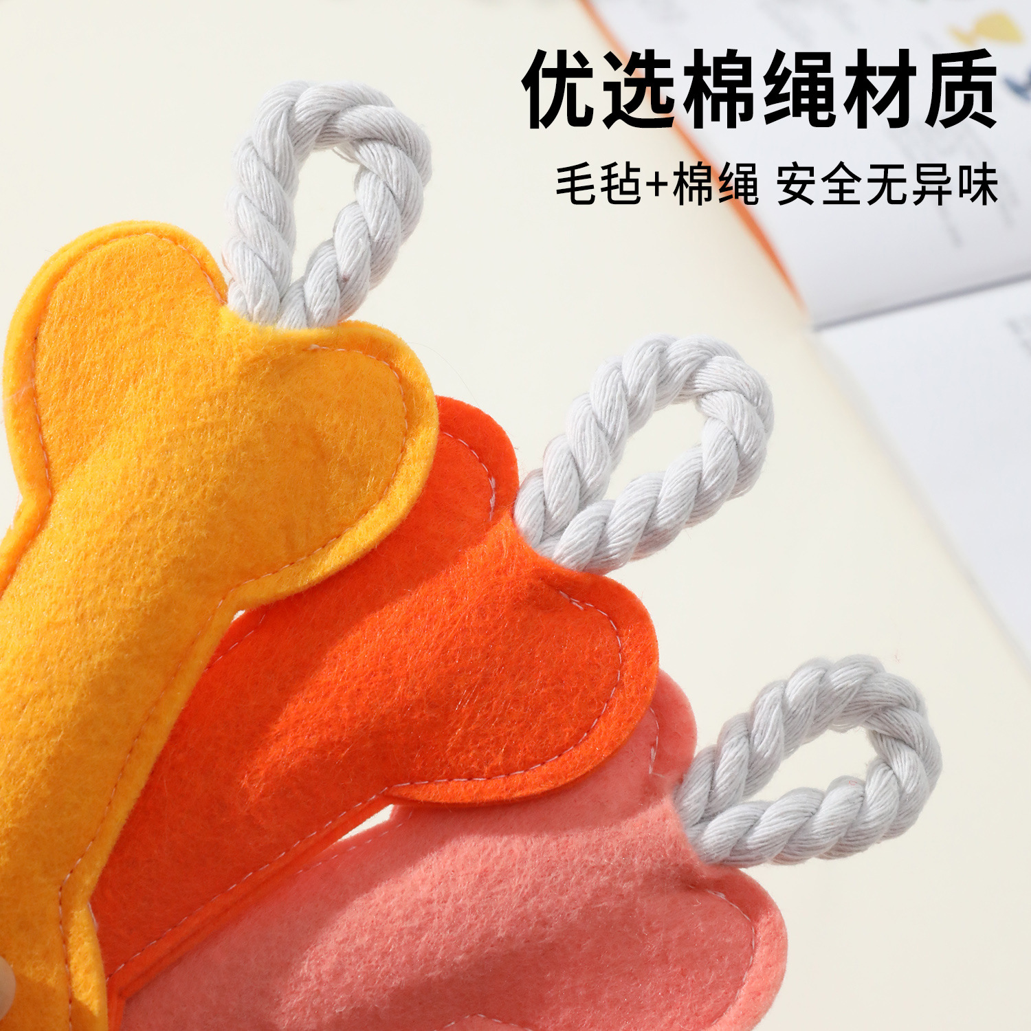 Fieltro hueso juguete de perro mordida resistente cuerda de algodón cachorro dientes molares dientes limpiadores juguetes de cuerda de mordida para perros pequeños y medianos palillos molares