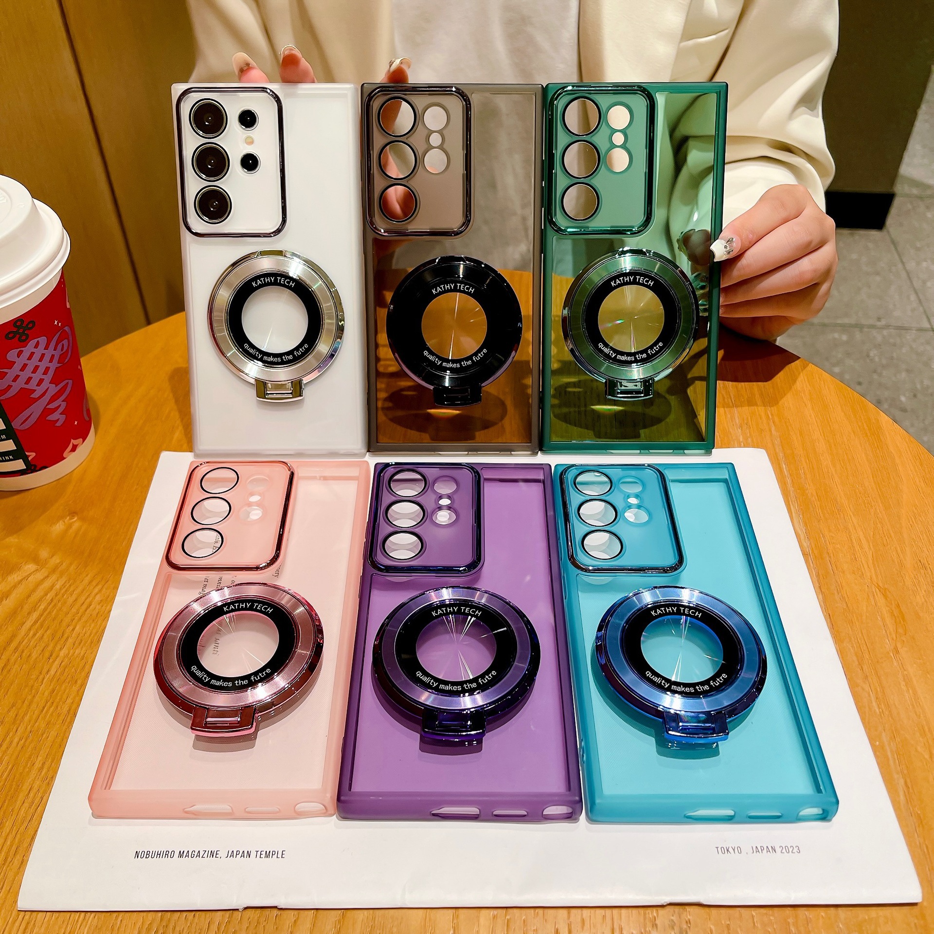 Magnetic Stand Suitable for Samsung S24Ultra Simple Soft Shell S23 Mobile Phone Case S22 Charming Eye S21 Protective Cover S20