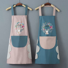 Waterproof Coral Velvet Hand Towel Apron Garland Rabbit Kitchen Apron Halterneck Waist Korean Style Cartoon Apron