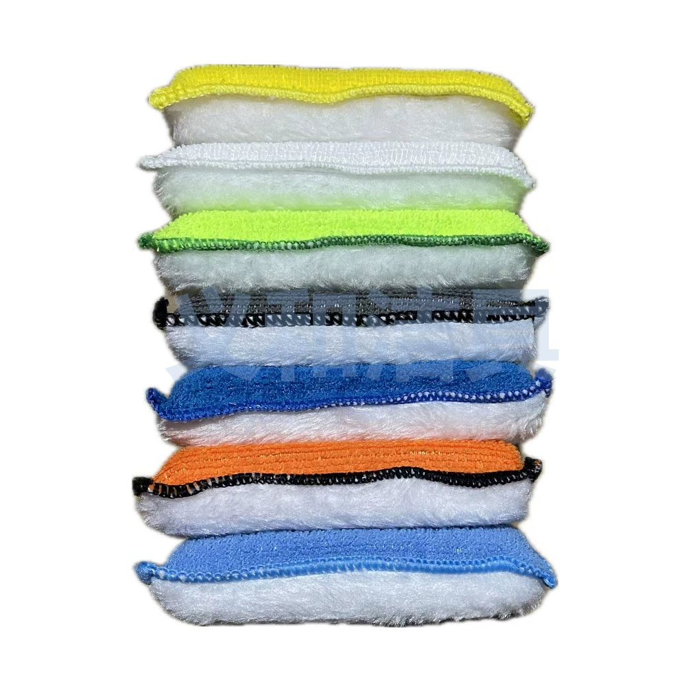 Двусторонняя губка из микрофибры для чистки салона автомобиля, нейлоновая двусторонняя губка-щетка из микрофибры