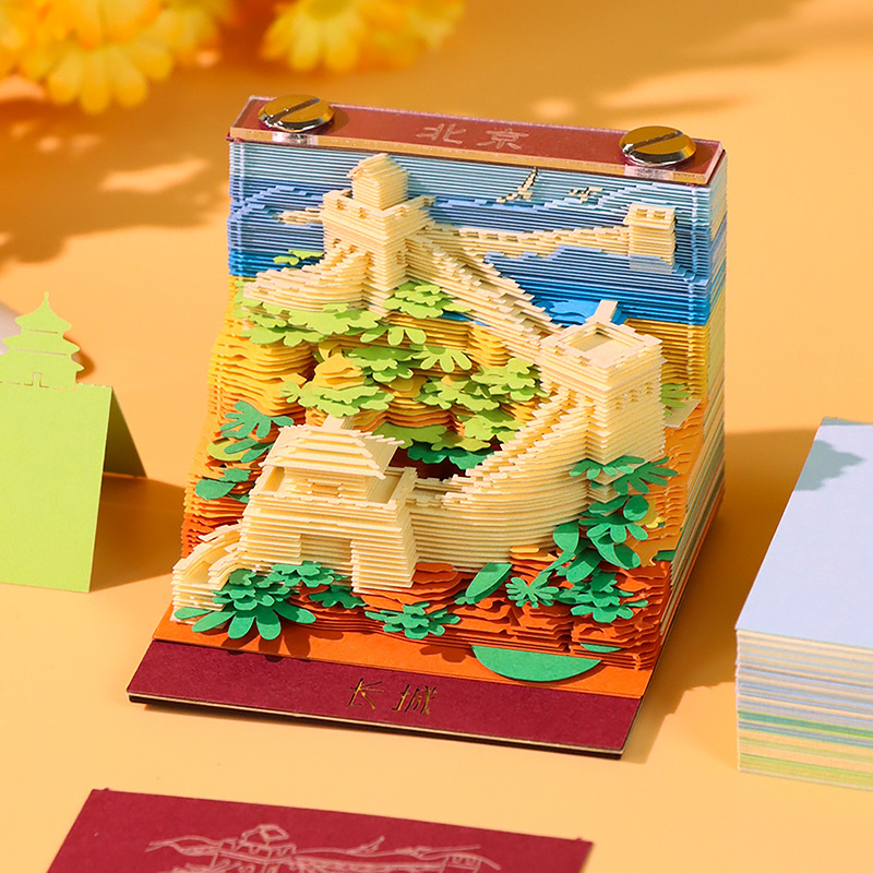 北京创意文创产品故宫纸雕模型景区旅游纪念品桌面摆件3d立体便签|undefined