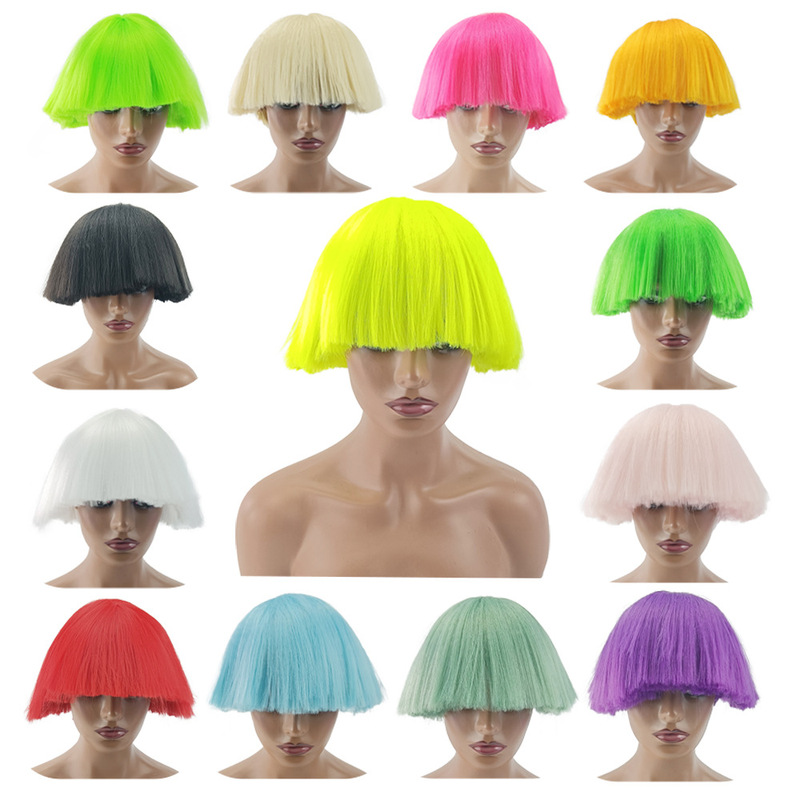 Lady Gaga Broom Head Wig European and American Colorful Short Hair Nightclub Stage Mushroom Head Cos Wig