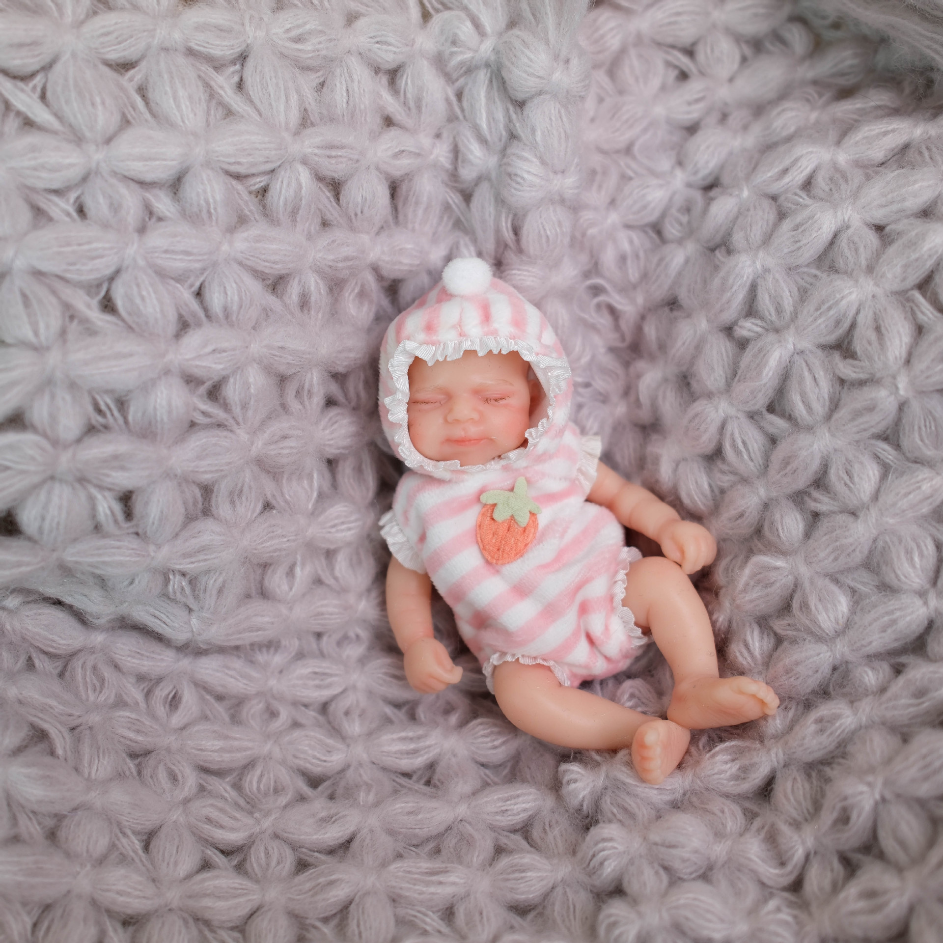 15 cm rosado rayas capuchon pasacale Q bala simulación sólida muñeca renacida para niños silicona sólida