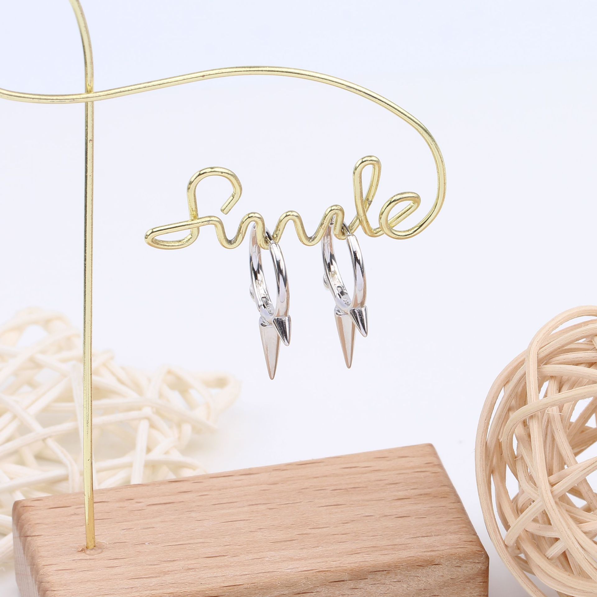 925 Sterling Silver Ear Needle Material 18K Real Gold Plated, Rhodium Plated Plating Material 1 Pair 925 Sterling Silver Geometric Earrings
