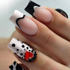 Wholesale Cross-Border 3D Heart-Dotted Nail Tips & Wearable Nail Stickers—European and American-Style Wearable Nails for Bulk Purchase