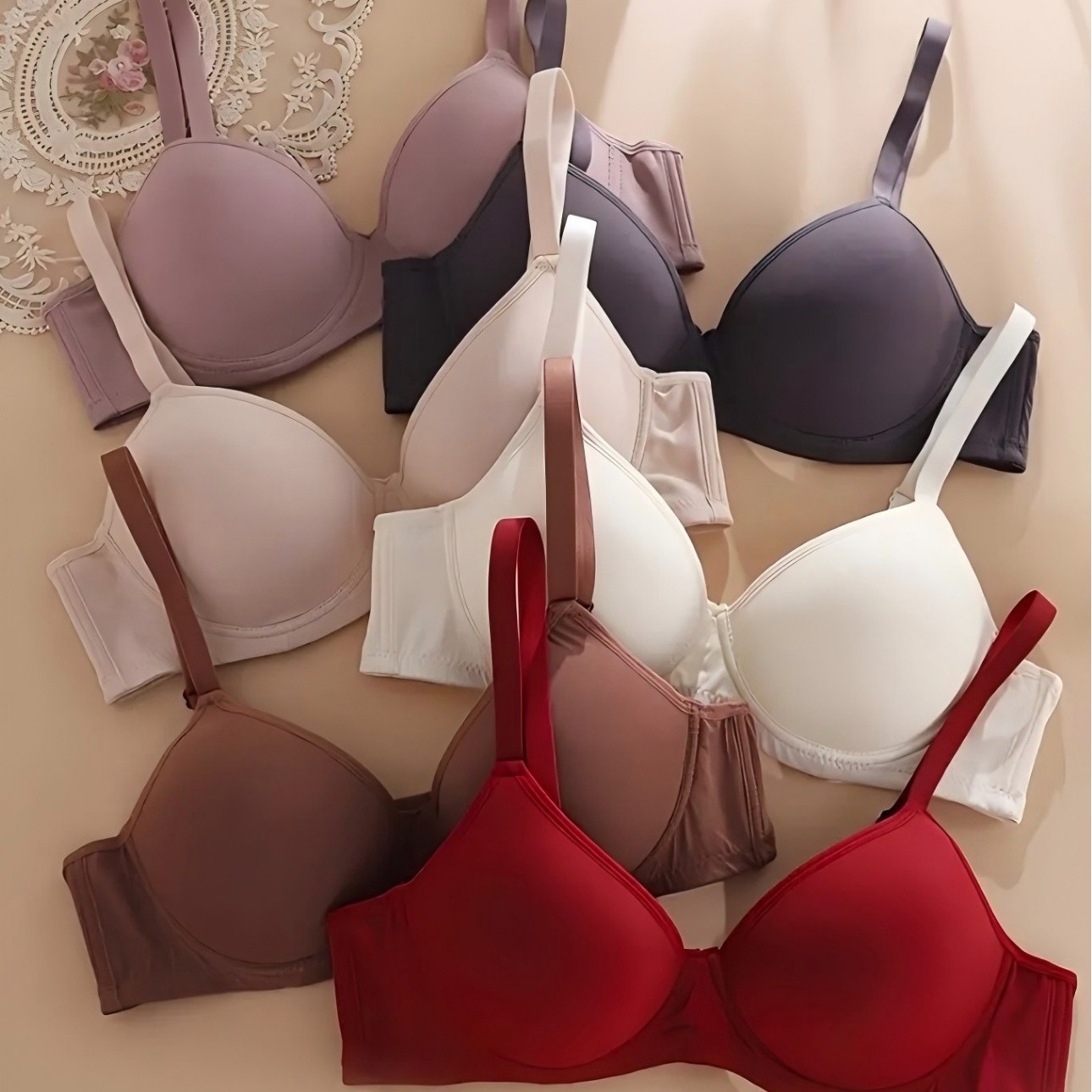 Sujetador push-up sin aros ultra suave y sin costuras para mujer, estilo europeo y americano, que recoge los senos laterales, previene la flacidez y hace que los senos grandes se vean más pequeños.