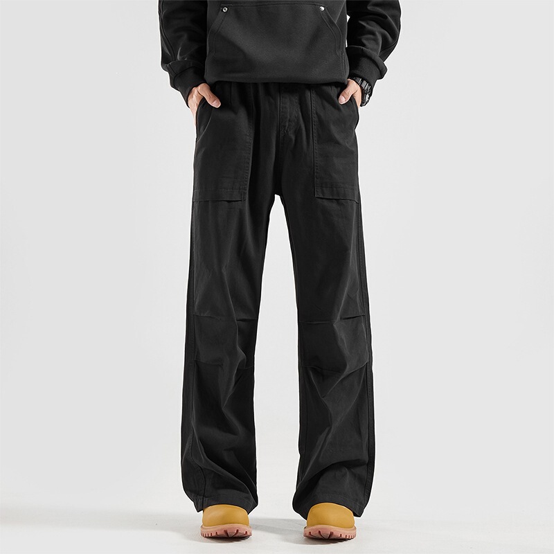 Cross-border wholesale【】Autumn American-style pleated work pants for men, vintage multi-pocket loose black straight-leg casual pants Cross-border wholesale【】Autumn American-style pleated work pants for men, vintage multi-pocket loose black straight-leg casual pants