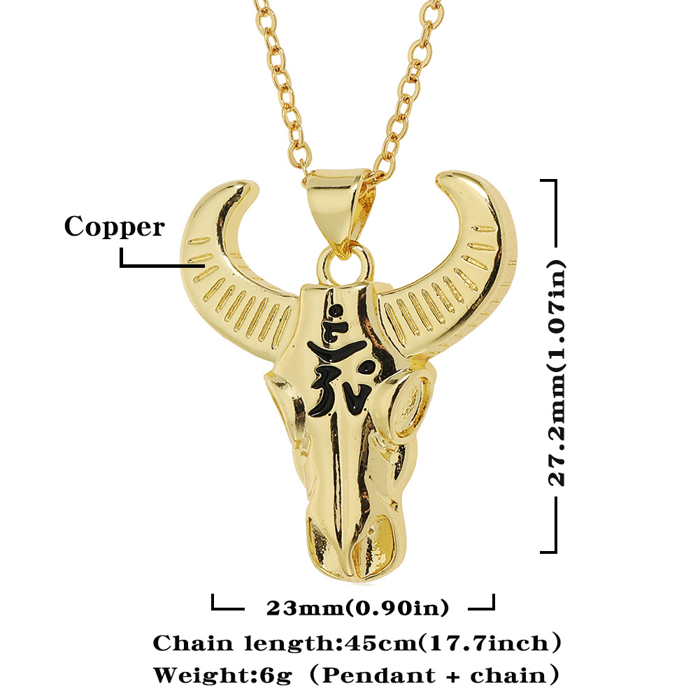 Fashion Bull Head Copper Gold Plated Pendant Necklace