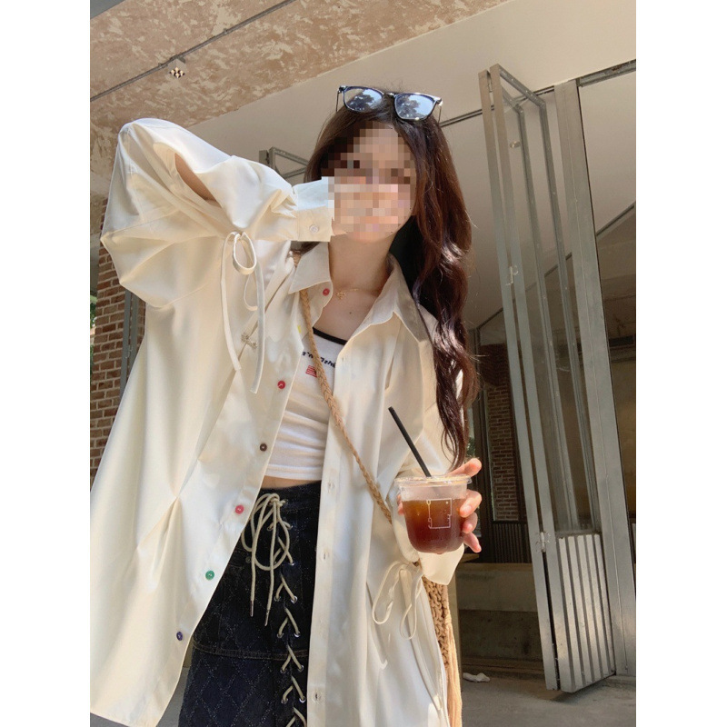 Spring and Autumn Design Sense Niche Color Button Shirt Long Sleeve 2025 New Gentle Milk apricot Loose Shirt Jacket