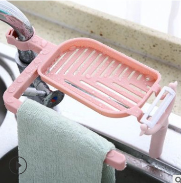 Creativo grifo del hogar estante de almacenamiento de plástico fregadero de la cocina esponja trapo drenaje rack de almacenamiento de plástico rack