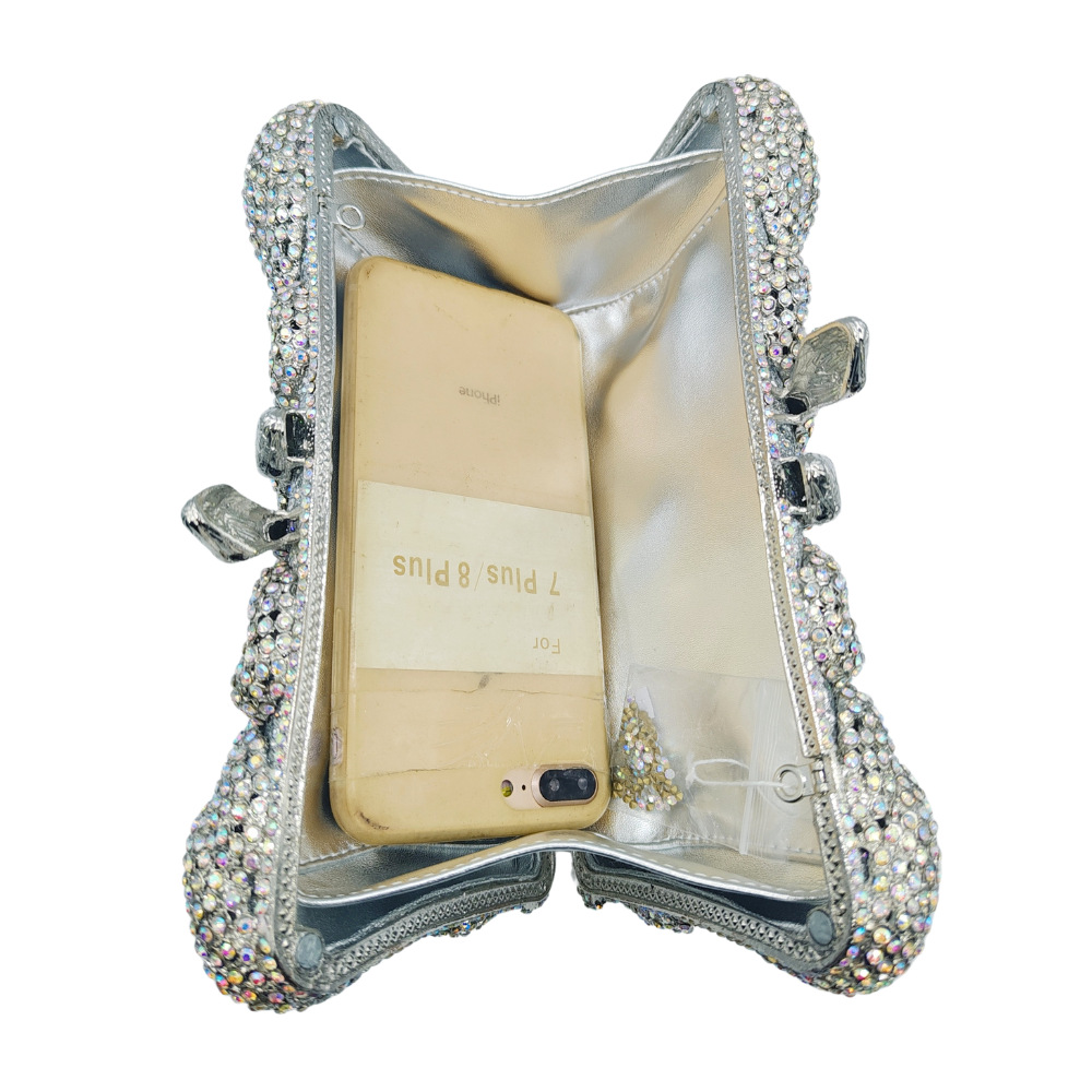 Túi xách tay nữ đính đá rhinestone lấp lánh dự tiệc — Vàng AB, Bạc AB, Đế vàng kim cương, Cá tính đặt làm