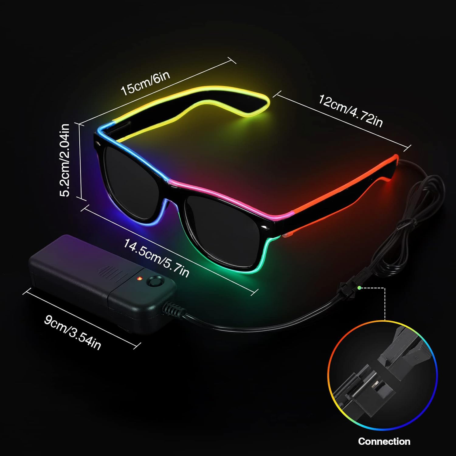 EL Gafas luminosas Lentes de tinta Gafas de luz fría Fiesta KTV Bar Compañía escolar Actuación Accesorios de vítores