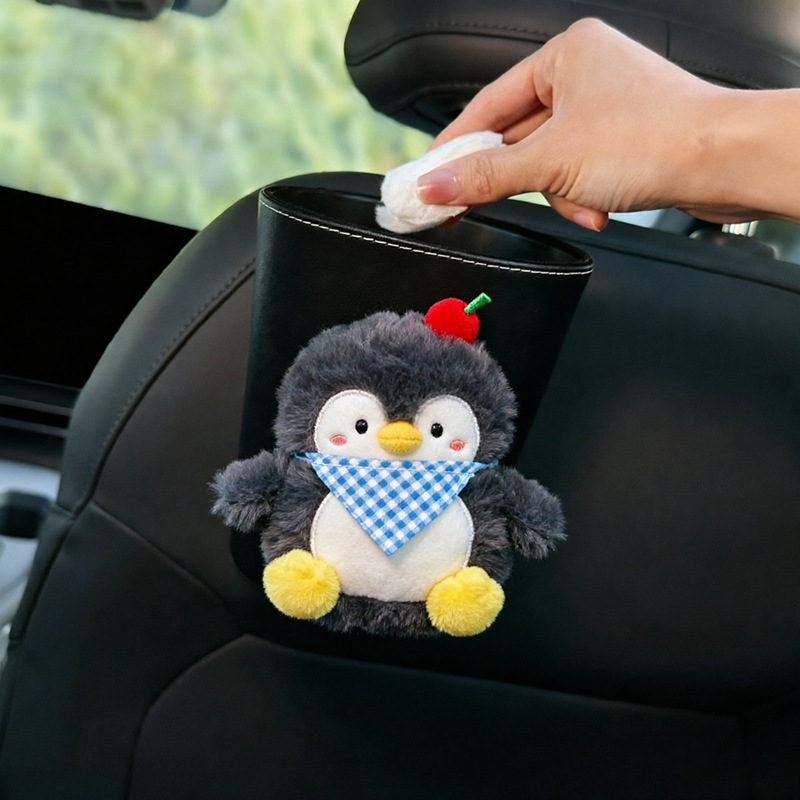 Cute Penguin Car Tissue Box, Car Tissue Hanging Bag, Car Tissue Dispenser, Car Seat Storage Box, Trash Can