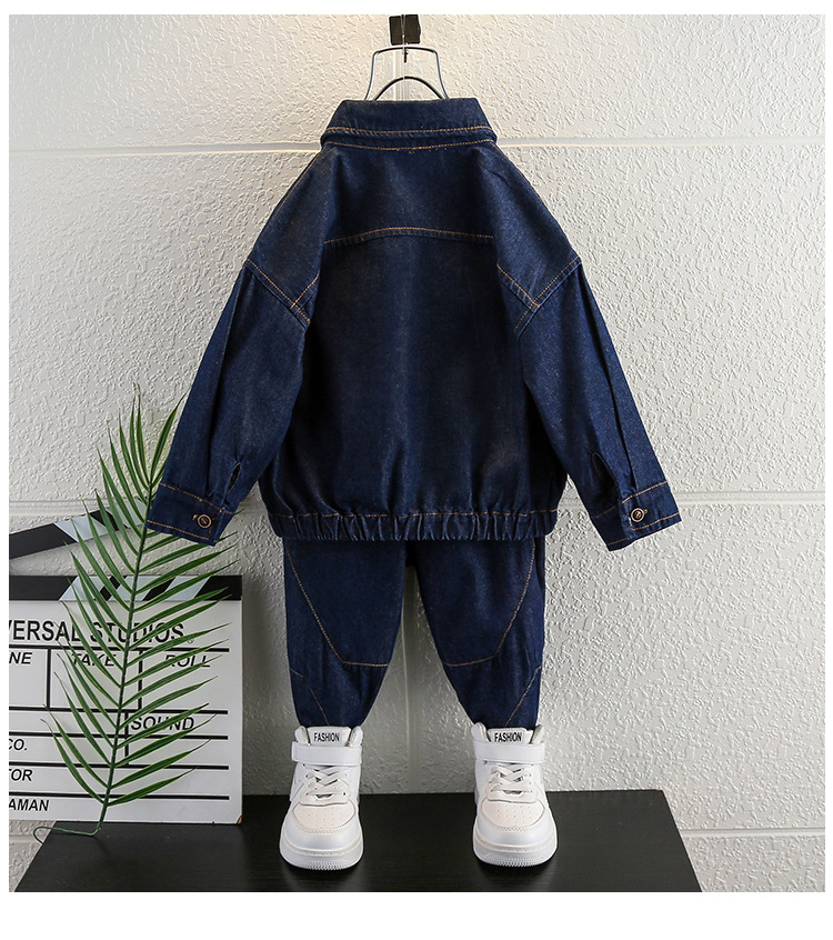 Besticktes Cowboy-Set für Jungen 2024 Frühlings- und Herbstkleidung, hübsches zweiteiliges Set mit trendiger Marke, mittelgroß und klein_voghion.com