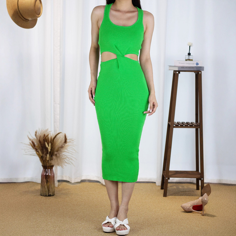 Spot Cross-Border Export European and American Clothing Beach Vacation Dress Lady Style Sexy Slim Knitted Long Skirt Summer