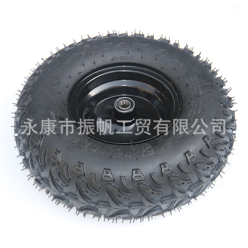 Four-Wheel Go-Kart Steering Wheel Electric Vehicle 14X4.10-6 Vacuum Off-Road Tire with 6002 Bearing Front Hub