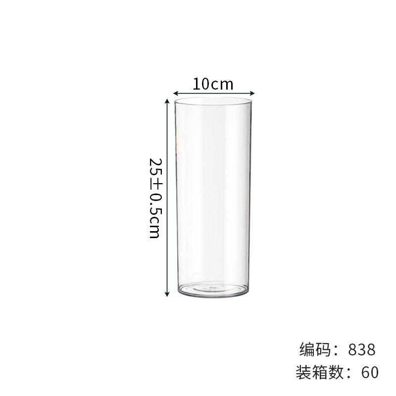 Jarrón de flores de plástico de sensación medieval de alta gama - Múltiples tamaños, alta transparencia, cubo despertador de flores, a prueba de caídas, imitación de vidrio, cubo para floristería/flores frescas