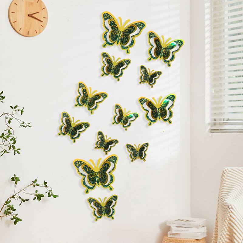 Stickers muraux 3d papillon doré décoration adhésive maison_voghion.com