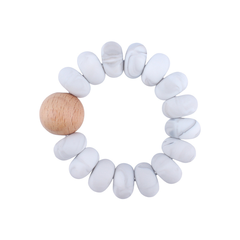 Nuevo bebé suministros granos planos espaciador creativo bebé silicona mordedura haya molar pulsera mordedor juguete