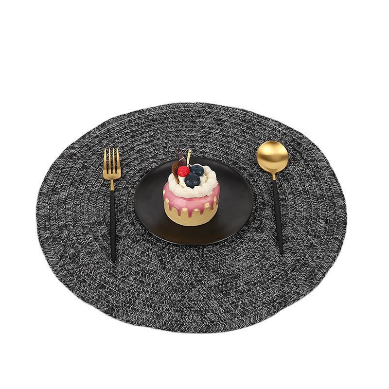 De estilo japonés ronda tejida mantel respetuoso del medio ambiente PE mesa estera de PVC mantel lavable antideslizante mesa decorativa estera montaña