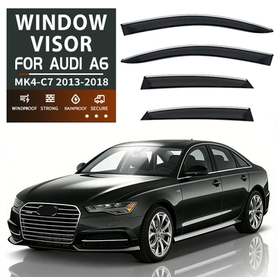 Rain shield — Visor - standard-packaging-without-logo-audi-a6-sedan-mk4-c7-2013-2018-plexiglas-with-bright-strips-rain-shield