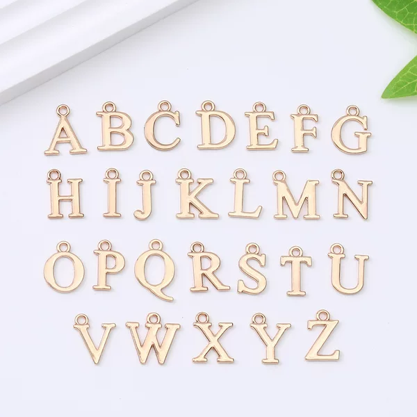 Cross-border bestseller: 26 English letter pendants, alloy DIY jewelry accessories, personalized and stylish necklaces, bracelets, and accessories
