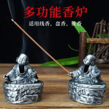 新款批发创意和尚香炉香插沉香檀香家用室内摆件做旧香薰炉摆件